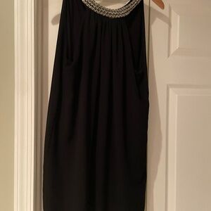 Black Light Dress (Can be Tunic) with Round Neck Silver Detail S/M